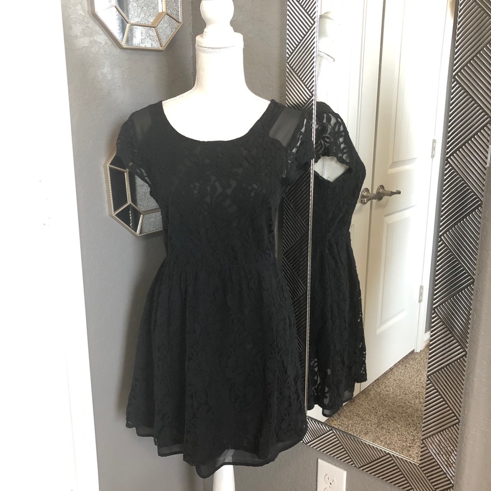 Coincidence & Chance Black Lace Mini Dress…